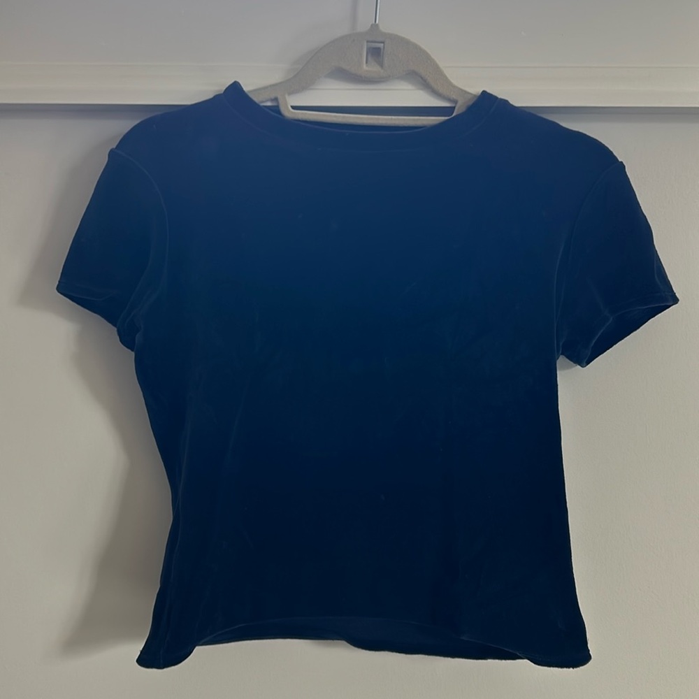 Navy velvet crop top
